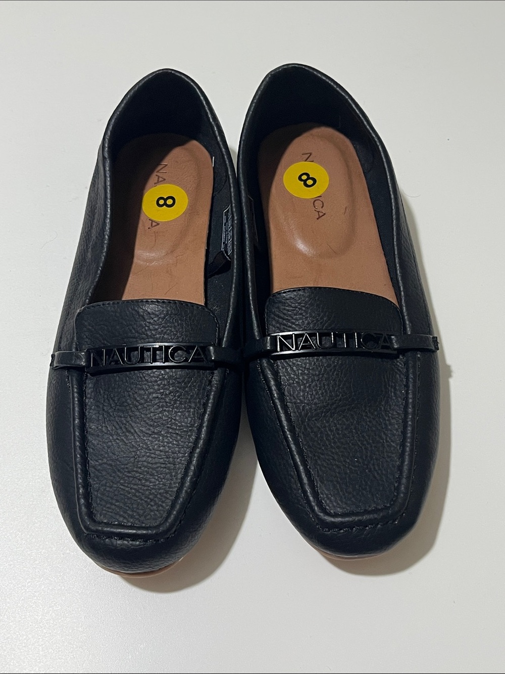 Nautica Black Leather Slip-On Loafers